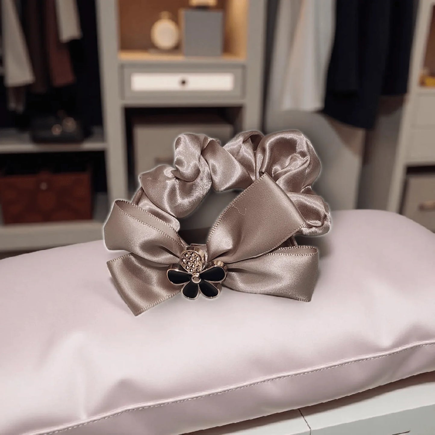Floral Charm Bow Scrunchie - Style Storyz -