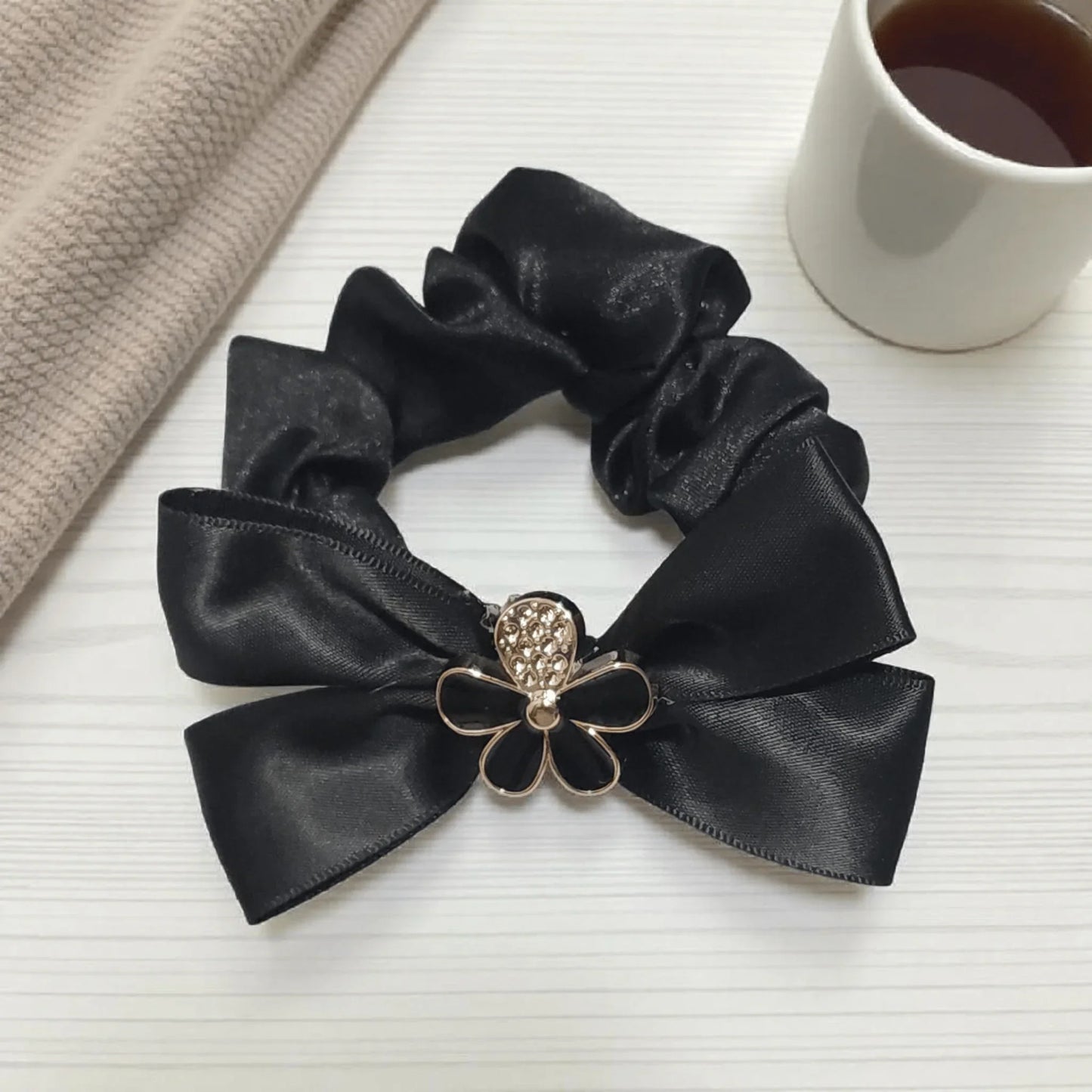Floral Charm Bow Scrunchie - Style Storyz -