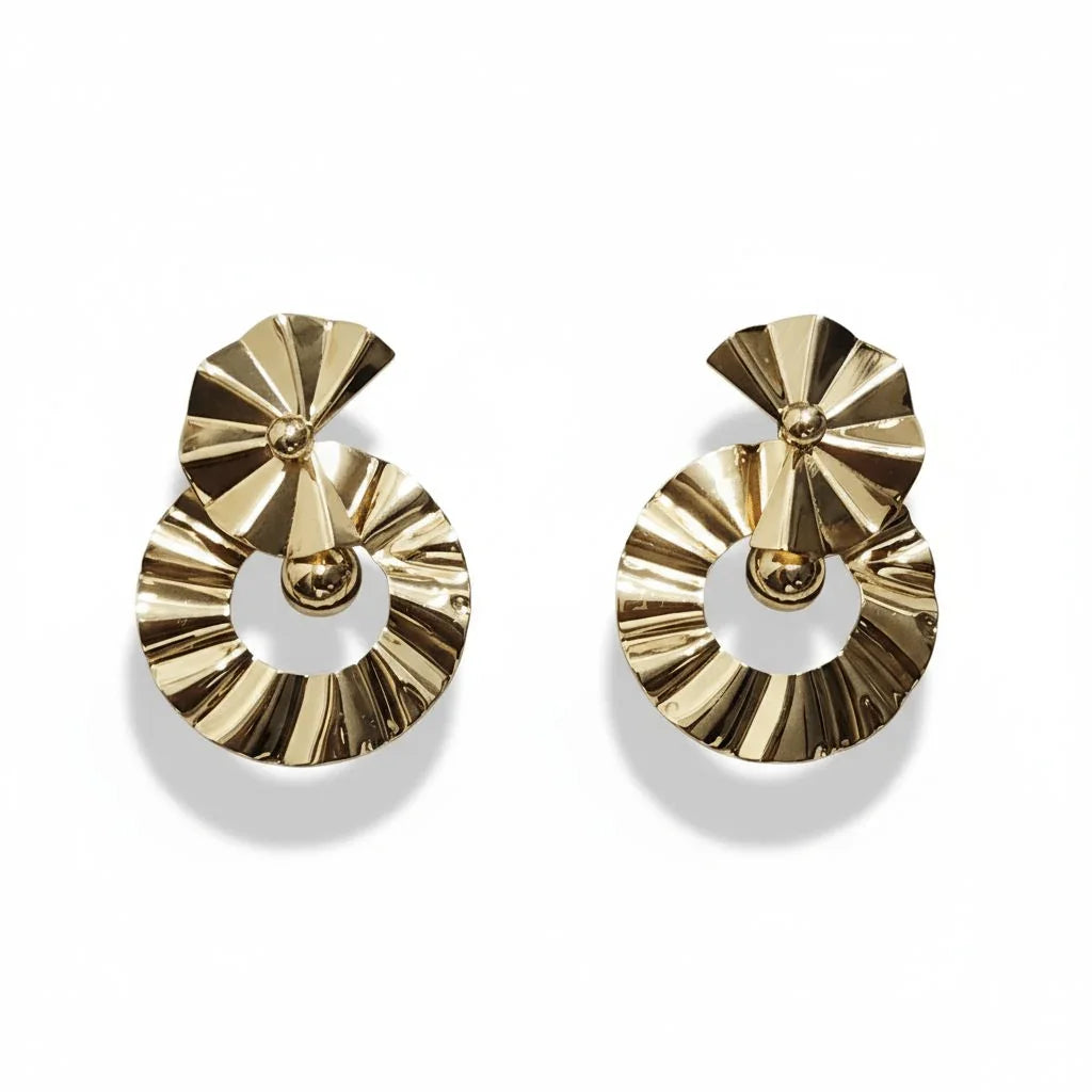 Gold Bold Fan Earrings - Style Storyz -