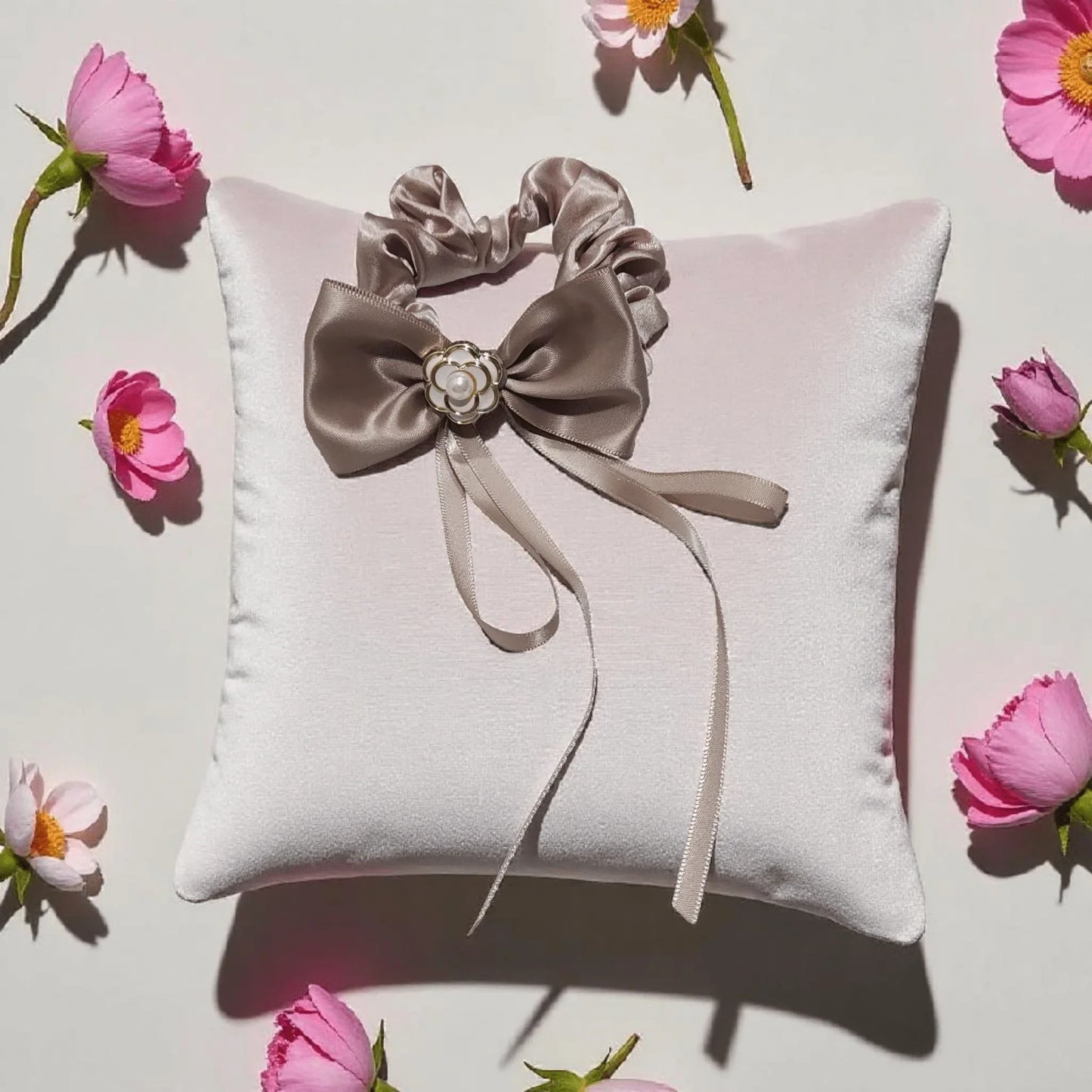 Rosette Charm Bow Scrunchie - Style Storyz -