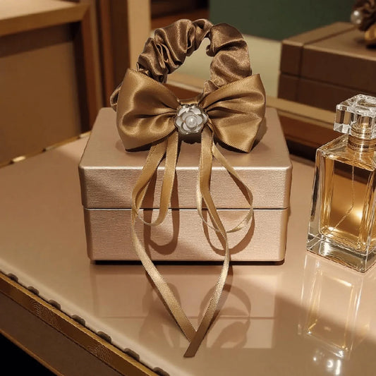 Rosette Charm Bow Scrunchie - Style Storyz -