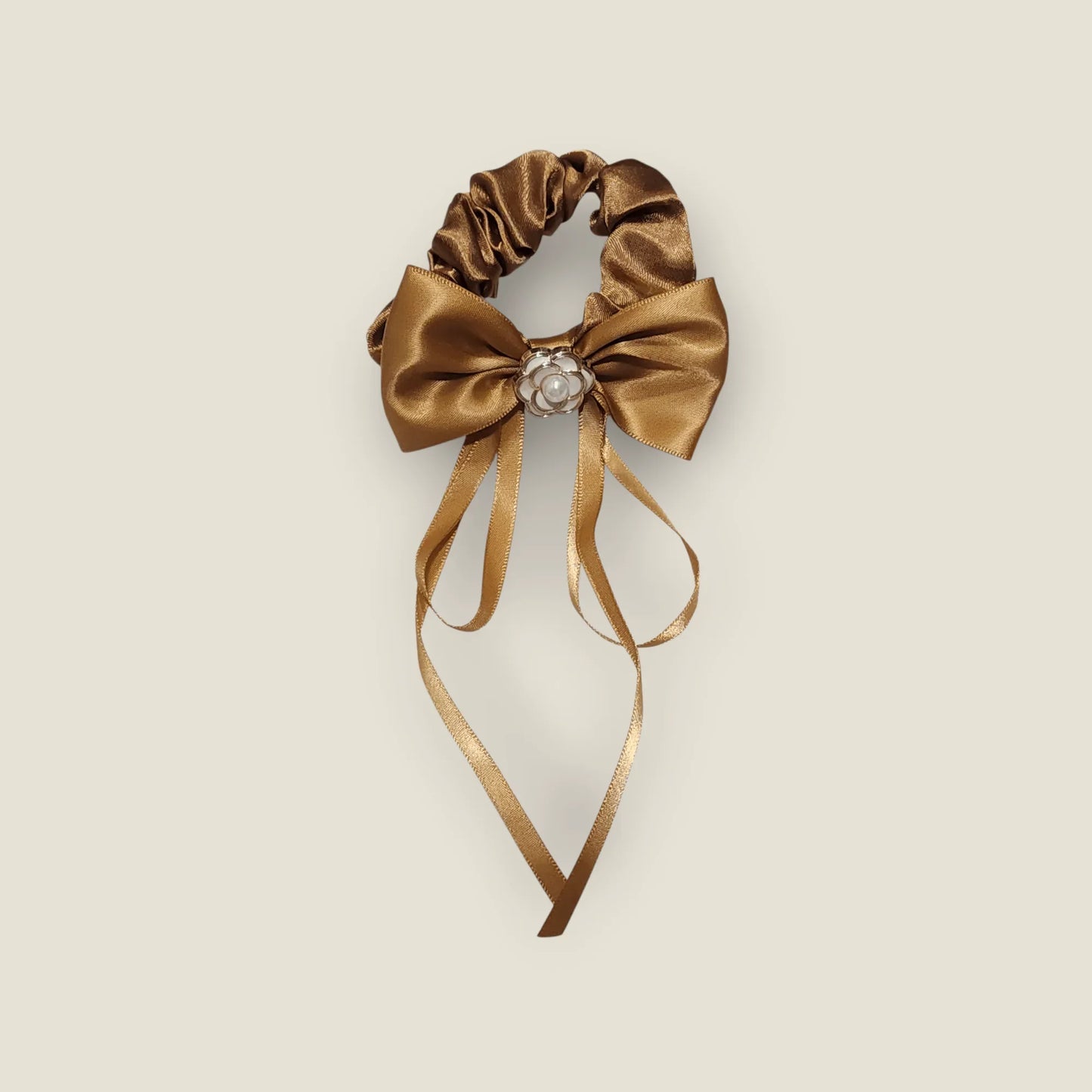 Rosette Charm Bow Scrunchie - Style Storyz -
