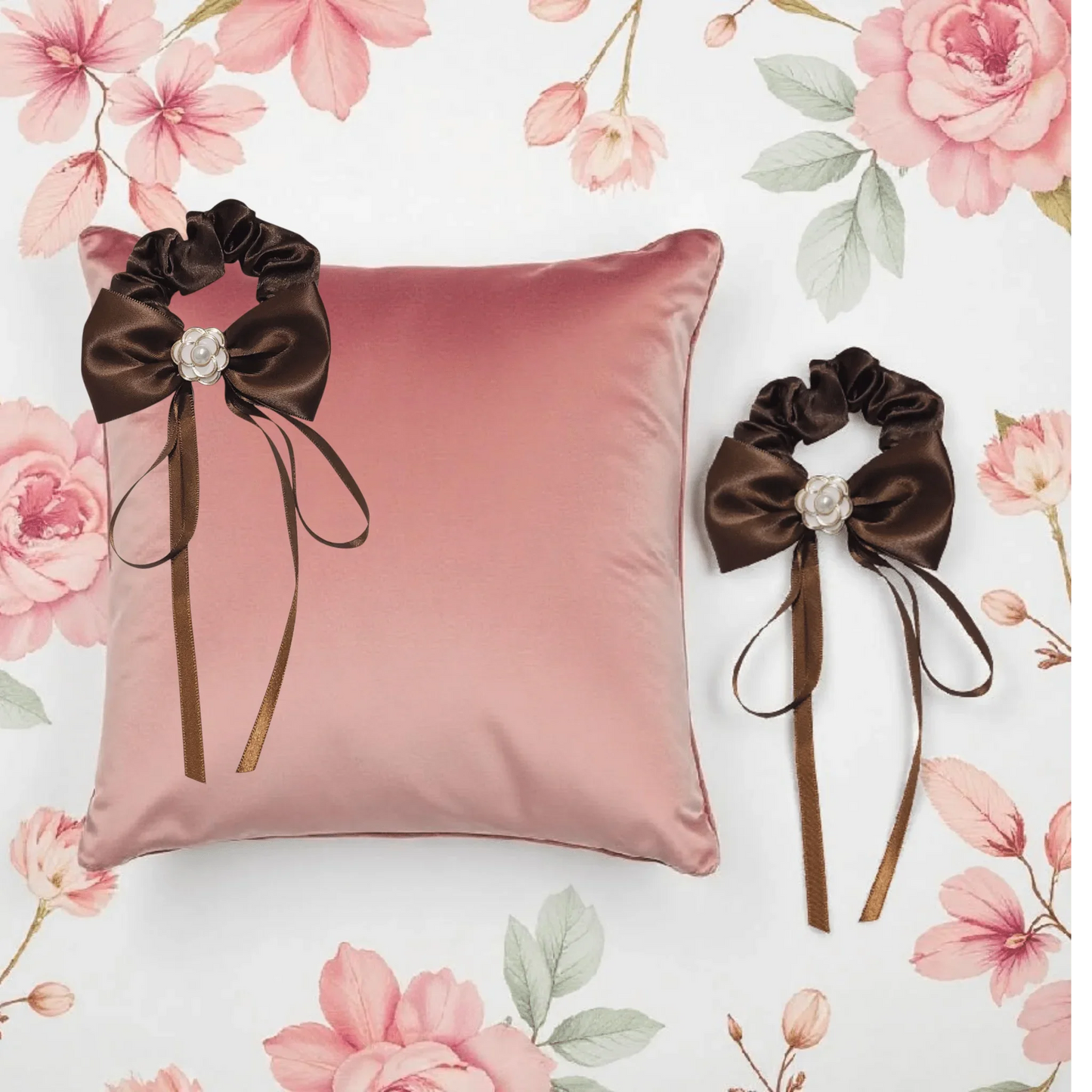 Rosette Charm Bow Scrunchie - Style Storyz -