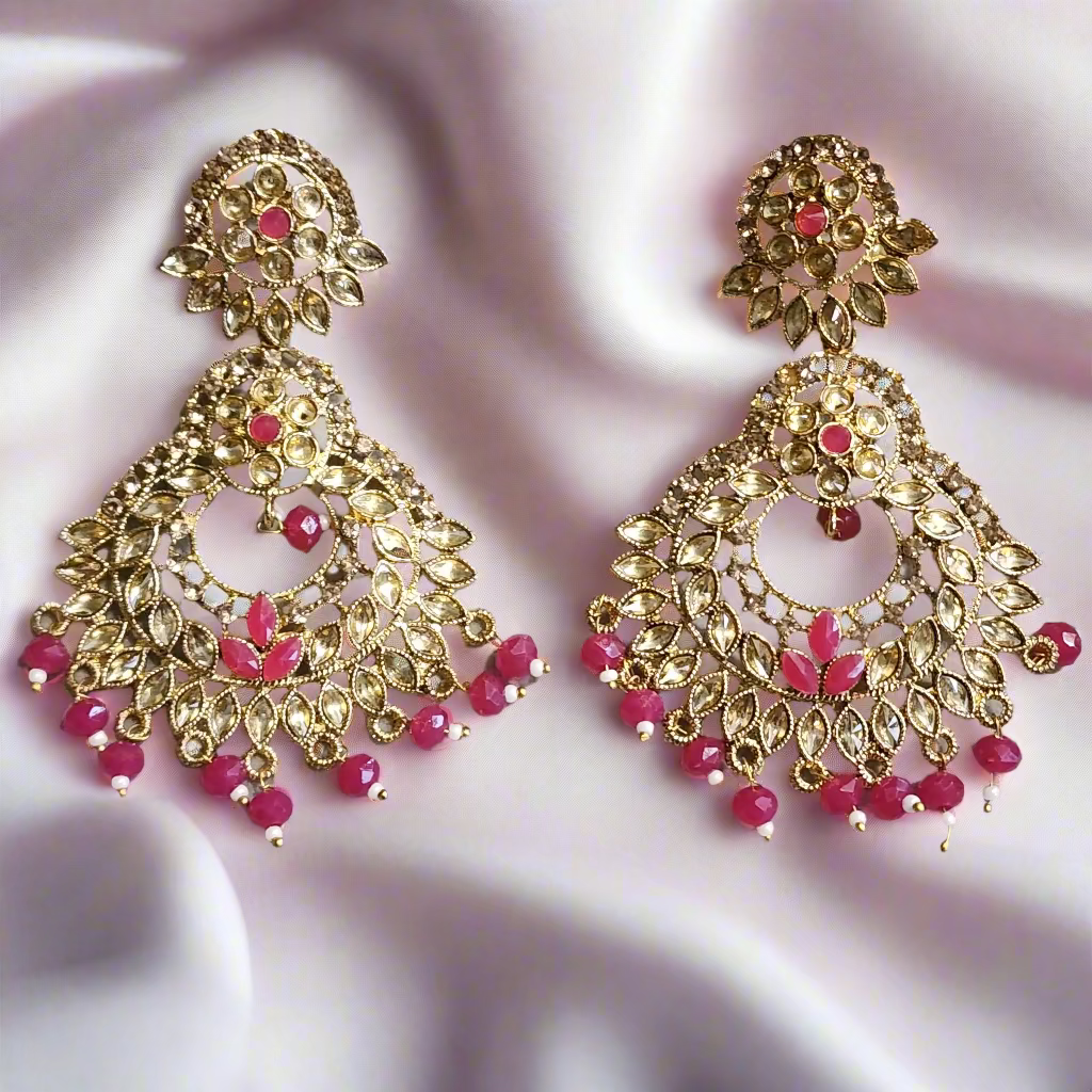 Pink Kundan earrings