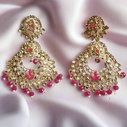 Pink Kundan earrings