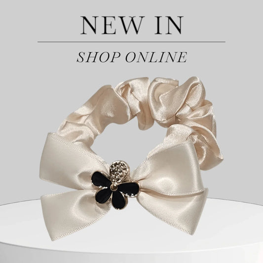 Floral Charm Bow Scrunchie - Style Storyz - 