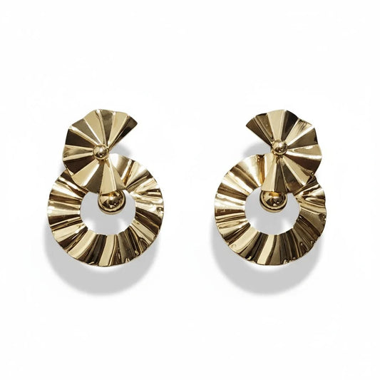 Gold Bold Fan Earrings - Style Storyz - 