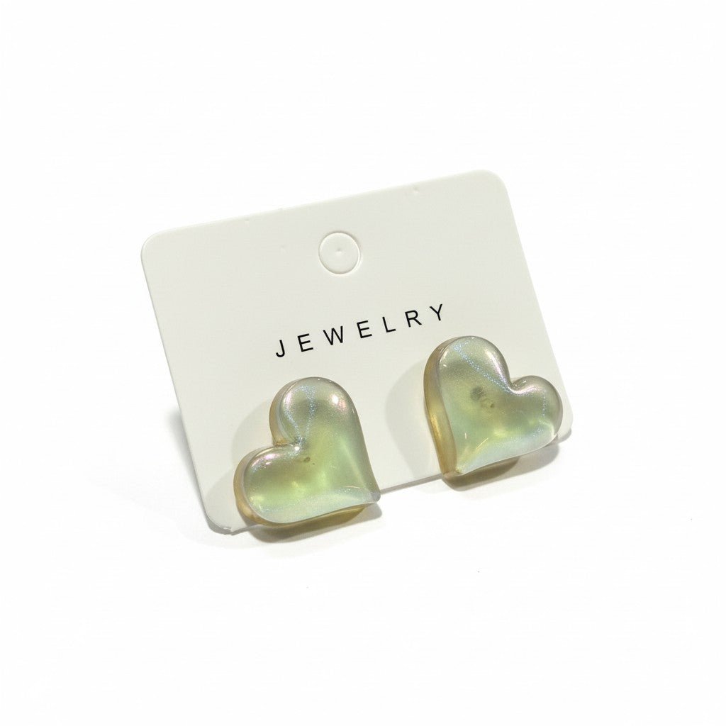 Yellow Iridescent Heart Earrings