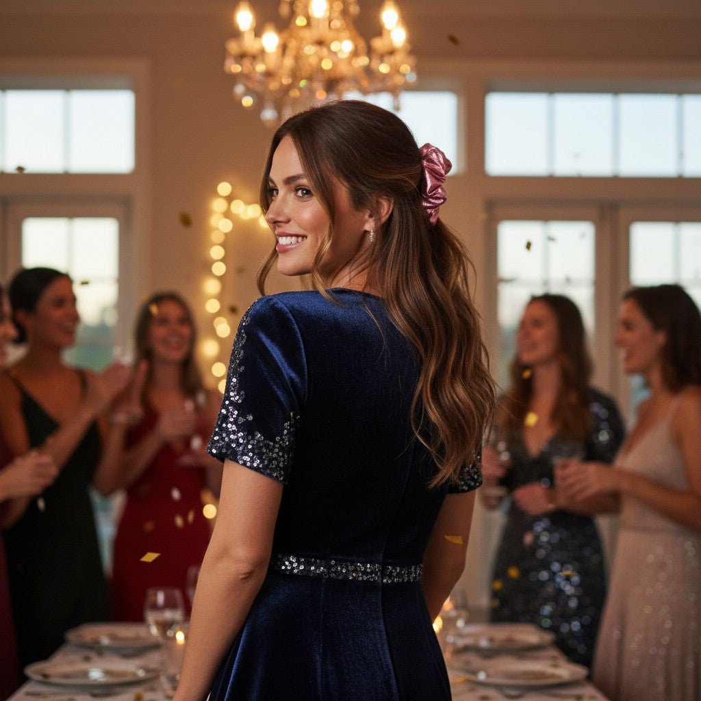 Metallic Shimmer big Scrunchies - The Style Storyz Luxe LLP - 