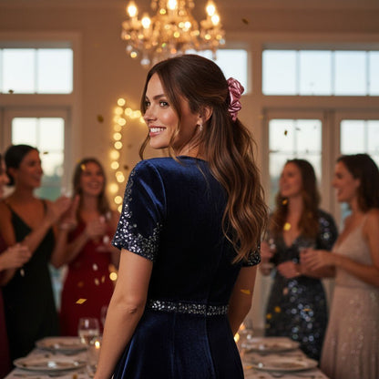 Metallic Shimmer big Scrunchies - The Style Storyz Luxe LLP - 