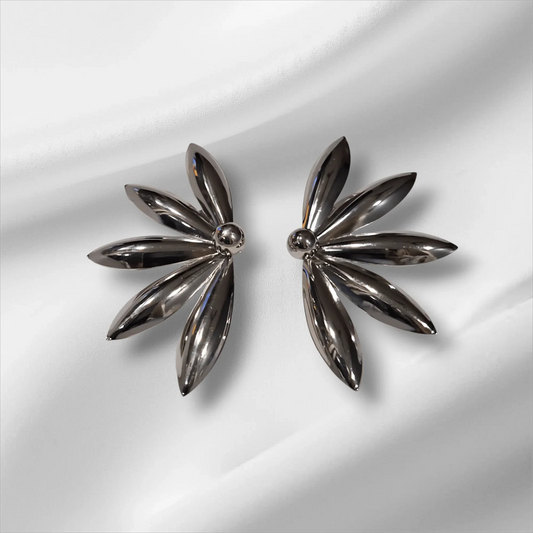 Noir Petal Statement Earrings - Style Storyz - 