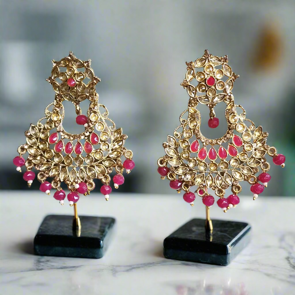 pink kundan chnadbalis