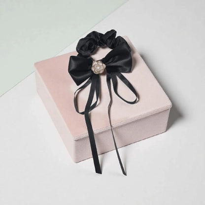 Rosette Charm Bow Scrunchie - Style Storyz - 