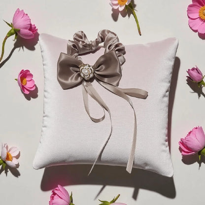 Rosette Charm Bow Scrunchie - Style Storyz - 