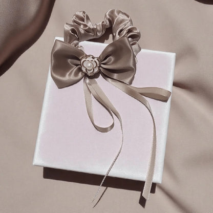 Rosette Charm Bow Scrunchie - Style Storyz - 