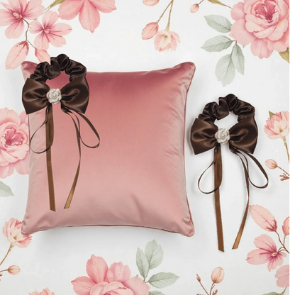 Rosette Charm Bow Scrunchie - Style Storyz - 
